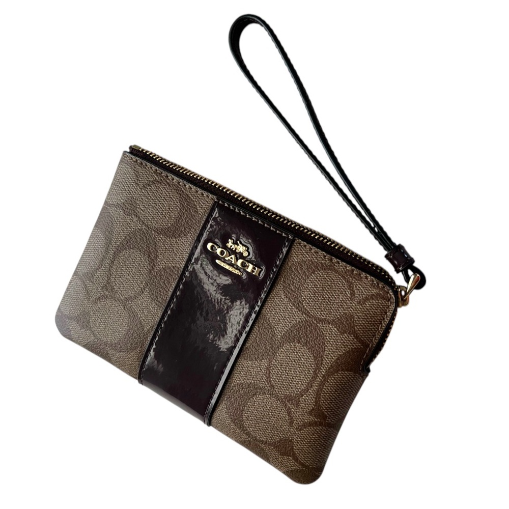 Coach Brown Wristlet with Black Accents